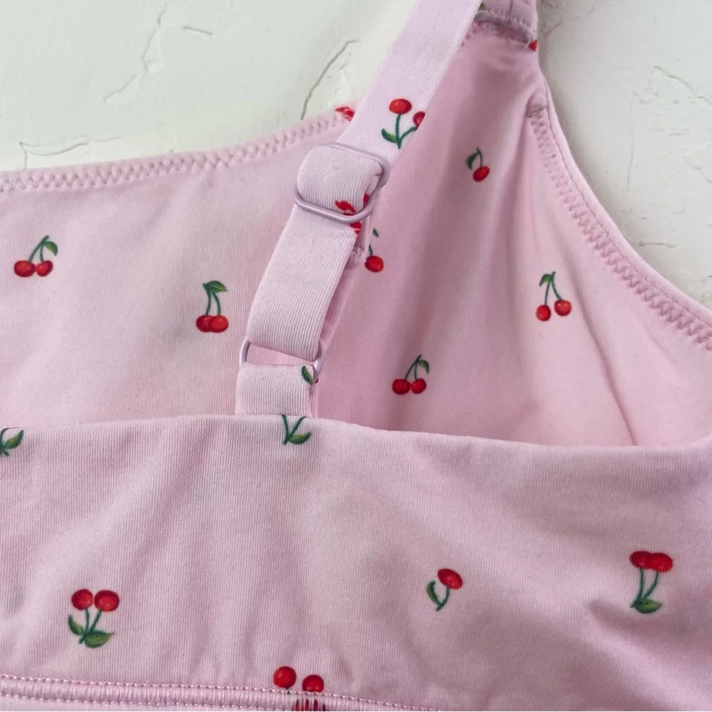 SKIMS Fits Everybody Scoop Pink Cherry Print Bralette - Picture 9 of 16